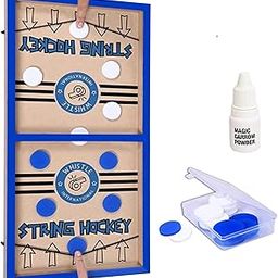 Whistle International 24 Professional Large Size Fast | Faster | Fastest Finger First String Hockey Sling Puck Indoor Board Games & Toys For Kids Children Adults & Family. (Blue)-22