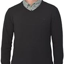 Mens Sr Wool Casual V-Neck Pullover Sweater (Black)-image-29