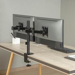 JIN OFFICE Dual Monitor Stand | Supports 13-30 Inch and Upto 9 kg Monitors| Clamp or Drill Installation | Premium Height Adjustable Monitor Stand (Black)-23