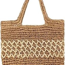 One-Shoulder Straw Rope Bag New Summer Contrast Color Paper Rope Beach Holiday Tote-image-36