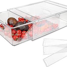 House of Quirk Acrylic Refrigerator Organizer Bins With Pull-Out Drawer, Stackable Fridge Drawer Organizer Set With Handle, Bpa-Free (Large 6L), 34 X 25.40 X 10.90 Centimeters, Transparent-image-17