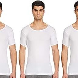 Jon 100% Cotton Men's Regular Fit Half Sleeves Vest - Pack of 3-image-32