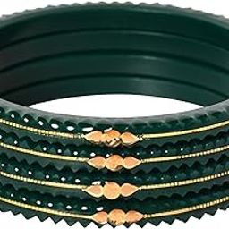 Chudi | Set of 4 Green Bangles | Thanksgiving | Gift for Loved-one | All Occasions | Dailywear Shining Warrantee (22 k Gold with Certificate)-17
