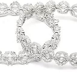 ZENEME Rhodium-Plated Silver Toned White Floral American Diamond studded Bangles Jewellery Set for Girls and Women (Set Of 2) (2.6, Silver)-2
