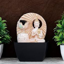 Global Grabbers Polyresin Table Top Indoor Outdoor Water Fall Fountain with LED Lights Home Decor Decoration Gift Gifting Items-STN_WT-SF4-image-2