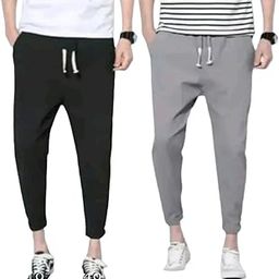 Casual Jogger Track Pants, Cotton Blend, Drawstring Waist, Multicolor, Pack of 2-image-66