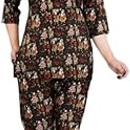 Traditional Printed Nightdress fir Women's,3/4th Sleeves Rayon Top and Bottom Set.-image-16