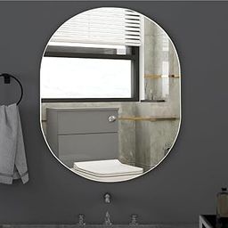 JOZIBA® Plain Glass Frameless Decorative Mirror for Bathroom Wall (18W X 24L Inch, Capsule Shape)-image-2