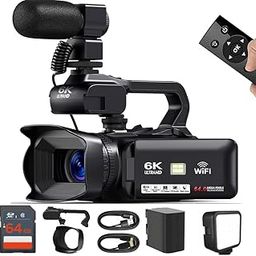 Acuvar 4K 64MP Video Camera Camcorder Vlogging Camera for YouTube 60FPS 18X Zoom Video Camera, WiFi, Webcam, External Shotgun Mic, 64GB SD Card, 36 Beads LED Light with 3 Brightness Modes-image-13