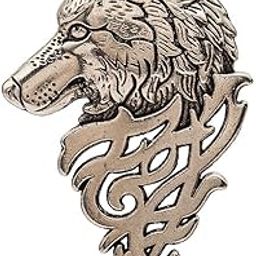 Detailed Wolf Head Tribal Brooch-image-3