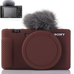 Pocoukate Camera Case for Sony ZV-1, ZV1 Camera Case Digital Camera Anti-Scratch Slim Fit Soft DSLR Camera Sleeve with Screen Protector for Sony ZV-1 - Coffee-15