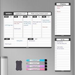 ALEZEL Weekly Dry Erase Board for Refrigerator, Magnetic Weekly Calendar Planner for Fridge, Set of Magnetic Weekly Calendar & 2 List Whiteboards, 4 Markers + Eraser-picture-6
