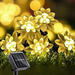Epyz Solar Lotus Flower String Lights Outdoor Waterproof Fairy Light for Garden Fence Patio Yard Christmas Tree Lawn Party [ 30LED, Warm Yellow Light, Pack of 1 ]-image-53