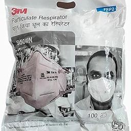 3M 9504IN Disposable Respirator FFP2 Face Mask, Non Woven Fabric, Metal Nose Clip and Elastic Headband Disposable Anti Air Pollution Respirator (Pack of 100)-image-33