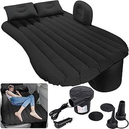 Rikriva™ Portable Exclusive Car Air Mattress Travel Car Sleeping Bed for Kids Inflatable Bed with 2 Pillow & Pump |Quick Inflate for Trips,Camping, Picnic (Black)-image-19