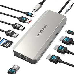 Laptop Docking Station, WAVLINK Displayport Docking Station with Dual DP, HDMI, 100W PD in, 10Gbps USB A/C, 2.5G Ethernet Port for Dell/HP/Lenovo etc, Windows Systerm Computer Only-image-66