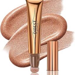 QIBEST Highlighter Beauty Wand, Cream Liquid Highlighter Makeup Stick, Silky Smooth Face Shimmer Bronzer Stick with Cushion Applicator, Lightweight Body Face Glowing Highlighter (05 Rose Gold)-41