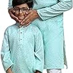 Men's & Boys Cotton Solid Father Son Matching Ethnic Wear Kurta Pyjama Set | Kurta Pyjama Set (Combo)-picture-19