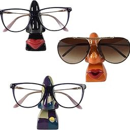 VIVID VividVisionInt® Hard Resin Material Nose Shape Eyeglasses Storage/Stand/Holder//Study Table/Ideal for Specs/Sunglasses/Reading Glasses/Goggle (Black, Purple, Orange, Pack of 3)-picture-52