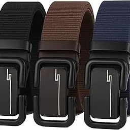 usl Men's Nylon Belt Combo, Pack of 3, Free Size, Black-picture-38