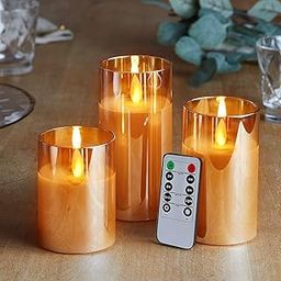 Desidiya Flameless LED Candles Light with Remote Control and Timer - Golden Acrylic Fiber Glass, Battery Powered - Ideal for Home, Festival, and Wedding Decor - Set of 3-19