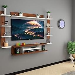 Erawud DAVIES Engineered Wood TV Entertainment Unit Set Top Box Stand, Mounted TV Unit - Ideal for Upto Size 55 inch (Walnut & White) Color may vary slightly-image-34