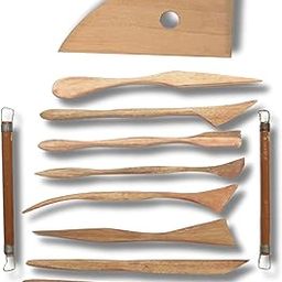 Stationerie Premium Wooden Clay Modelling Tool Set - 10+1 Double-Ended Pottery Craft Tools for Scultping, Carving, Modeling and More-1