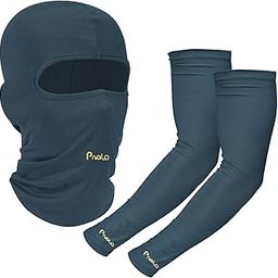Pivalo Arm Sleeves & Balaclava Set Washable Full Face Mask Combo with UV Dust Protection Hand Cover for Men Women Bike Riding Running Cycling Outdoor Sports (Pack of 2, Teal)-30