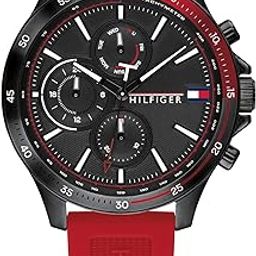 Quartz Multifunction Black Dial Silicone Strap Watch for Men-NETH1791722-image-34