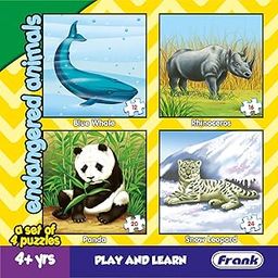 Frank Endangered Animals - A Set of 4 Jigsaw Puzzle for Kids Above 4+ Years - Fun & Challenging Brain Booster Games - Educational Puzzle for Focus and Memory - 11605-23
