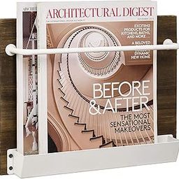 INDIAN DECOR 6332_Wall-Mounted Rustic Burnt Wood and White Metal Magazine and Newspaper Holder-image-12