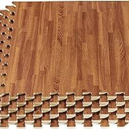 Angju 12 Pieces EVA Wood Grain Floor Mats, 1cm Thick Interlocking Floor Mats Exercise Equipment Mats, Protective Flooring Mats for Kids, Gym Equipment for Yoga, Outdoor Workouts(60 * 60cm)-picture-19