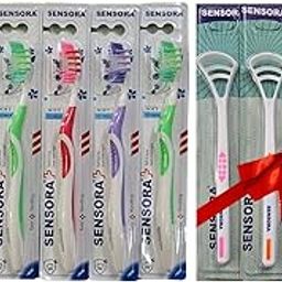 Sensora 6 Pcs Combo of Soft Bristles Toothbrush (Buy 6 Get 4 Free) | Manual Toothbrush For Adults, Prevents Gum Problems, | 4 Tongue Cleaner FREE | Multicolor-image-71