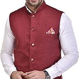 Men's Solid Waistcoat (S-36, MAROON 1)-image-1