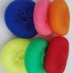 NADEEM'S World Plastic Round Nylon Scrubbers for Teflon pots and Pans Cleans up Big Messes with Little Effort Safe for Non-Stick cookware (Multicolour, Pack of 6-image-1
