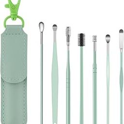 STAR WORK 7 Pcs Ear Cleaner Wax Removal Stainless Steel Ear Wax Pickers Ear Cleaning Tools Spoon Earwax Remover Beauty Health Earpick (Green)-image-34
