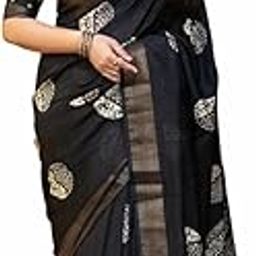Women's Cotton Crepe Batik Print Saree With Blouse Piece (black)-image-1