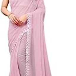 Georgette Embroidery Mirror Work Saree with Contrast Art Silk Blouse Piece | Lightweight Comfortable Drape | Stylish Border Detailing | Soft Flowing Fabric | Designed for Elegant Looks-image-14