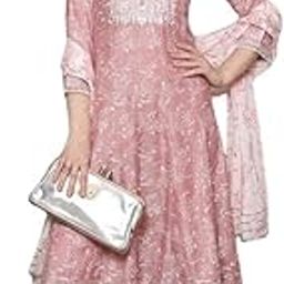 Cotton Kurta Set for Woman | Green Printed 3 Piece Anarkali Suit with Pant & Chiffon Dupatta-image-42