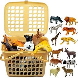 Mini Gifts - 12 Pcs Unbreakable Rubber Animal Toy Set for Kids, Big Size Pet and Wild Animal Mix Toy-image-15