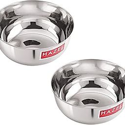 HAZEL Stainless Steel Serving Bowl Set | 600 ml Each Mixing Bowl for Cake Batter | Serving Bowl Set for Dinner Lunch | Steel Katori, Set of 2-22