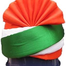 Traditional Satin Cloth Tiranga or Tricolor Pagdi Safa or Turban for Adults with Large Head Size TS 21004 Multicolour-image-52