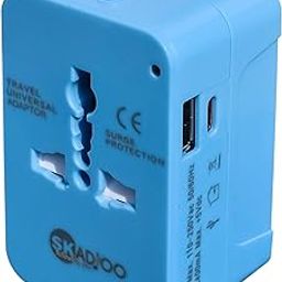 SKADIOO Universal Charger Adapter 2.4A, 100-250V | 2 Years Warranty, Type C | Universal Travel Adapter All in One, Multi Plug Adapter, International Travel Adapter (Blue)-10