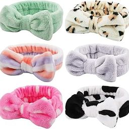 6 Pack Spa Headbands,Microfiber Bowtie Headbands Facial Makeup Headband Soft Bowknot Elastic Hair Band Adjustable Headbands Cosmetic Headband for Washing Face-image-70