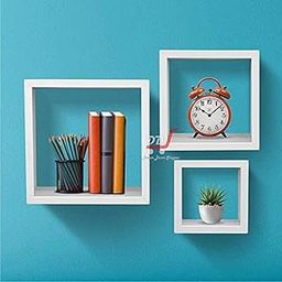 DDS Dream Decor Shoppee Wall Square Cube Shelves for Bedroom, Living Room, Bathroom, Kitchen Set of 3 (White)-image-17