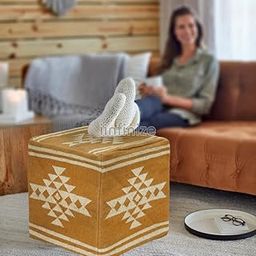 iinfinize Ottoman Pouffes Footstool for Living Room Sitting Muddha Rustic Woven Furniture Footrest Seat Pouf Kilim Square Handmade Puffy Office Home Decor Bean Bag Throw Pouff Cover-image-9