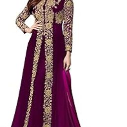 Women's Embroidered Georgette Semi-Stiched Anarkali Gown with Dupatta(Codding)-image-45