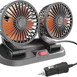 Potauto Double Head Car Fan, 12V 360 Degree Adjustable Small Size 2 Speed Cooling all Vehicle Fan - CPAFNTW12V716-image-35