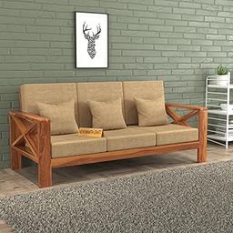 NEW MAMTA CRAFT Sheesham Wooden 3 Seater Sofa for Living Room | Rosewood 3 Seater Cushion Sofa X-Legs | Solid Wood Sofa Set for Lounge (40 Density Cushion,Honey)-image-95