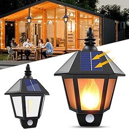 Solar Outdoor Wall Lights, Sconce Decorative Flickering Flame Solar Fire Wall Light, Waterproof Solar Lights Motion Sensor for Patio, Garage, Garden, Back & Front Door-image-69
